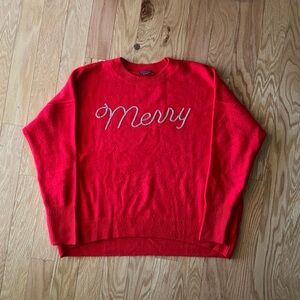 Red Sweater with Embroidered Design